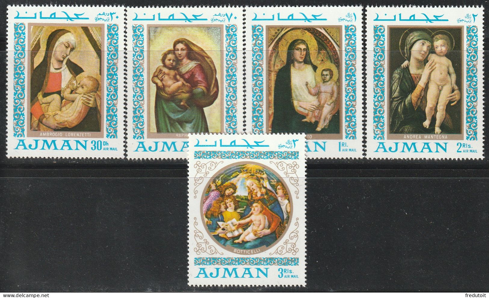 AJMAN - N°327/31 ** (1967) Tableaux : Madones - Ajman