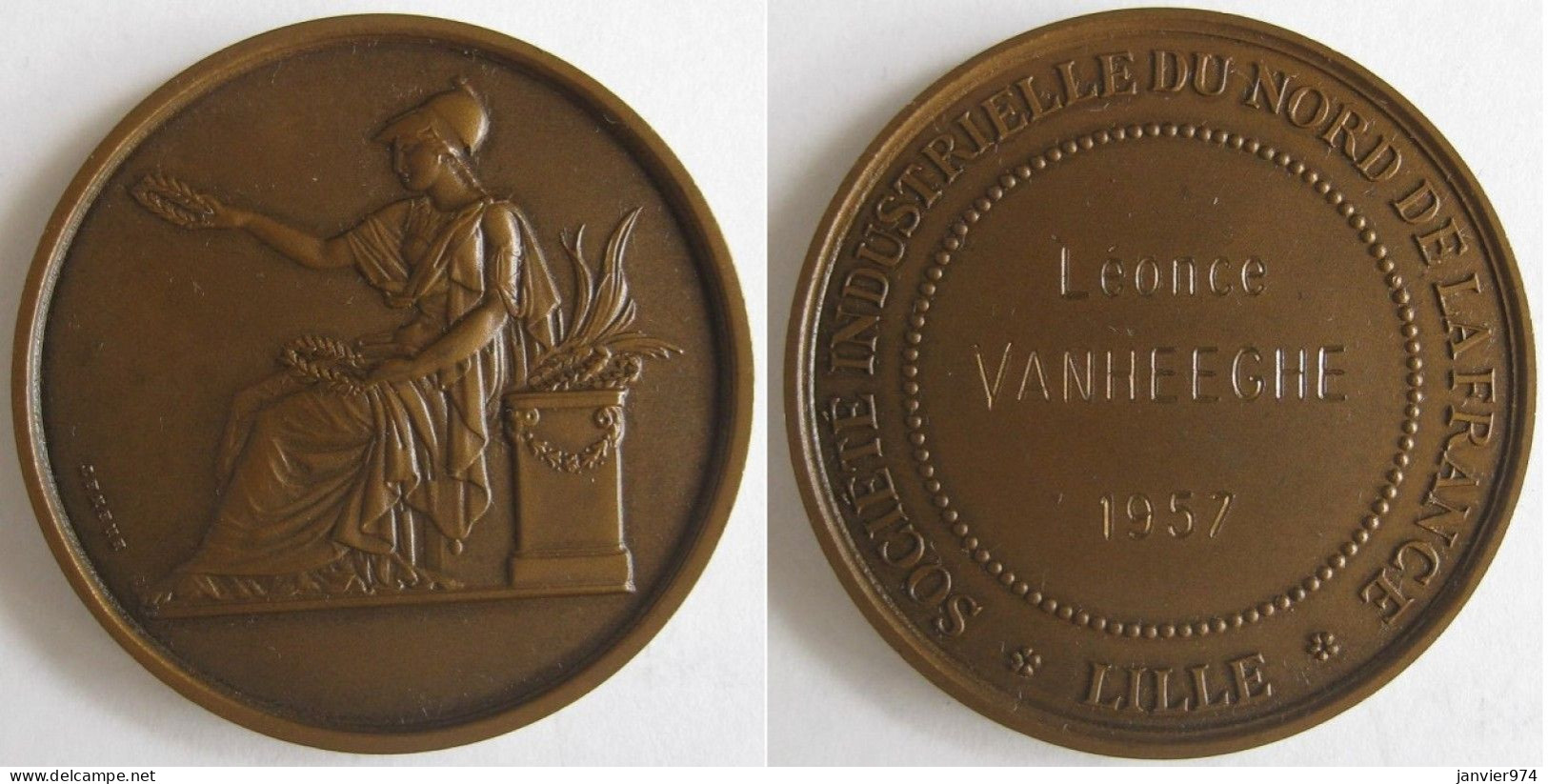 Médaille En Bronze. Lille, Ste Industrielle Du Nord De La France, Attribué à VANHEEGHE 1957, Par Brenet - Autres & Non Classés