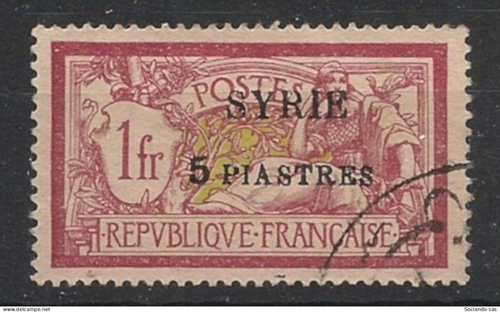 SYRIE - 1924 - N°YT. 116 - Type Merson 5pi Sur 1f Lie-de-vin - Oblitéré / Used - Used Stamps