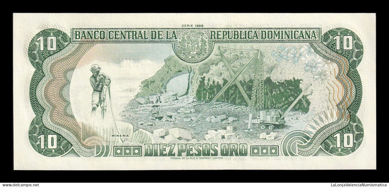 República Dominicana 10 Pesos Oro 1988 Pick 119c Sc- AUnc - Dominicaine