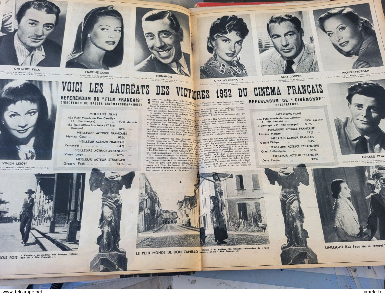 CINEMONDE 53/MARCHAL/GRECO/FERNANDEL /PREJEAN/LAUREATS VICTOIRES 1952 /PRESLES CINZANO
