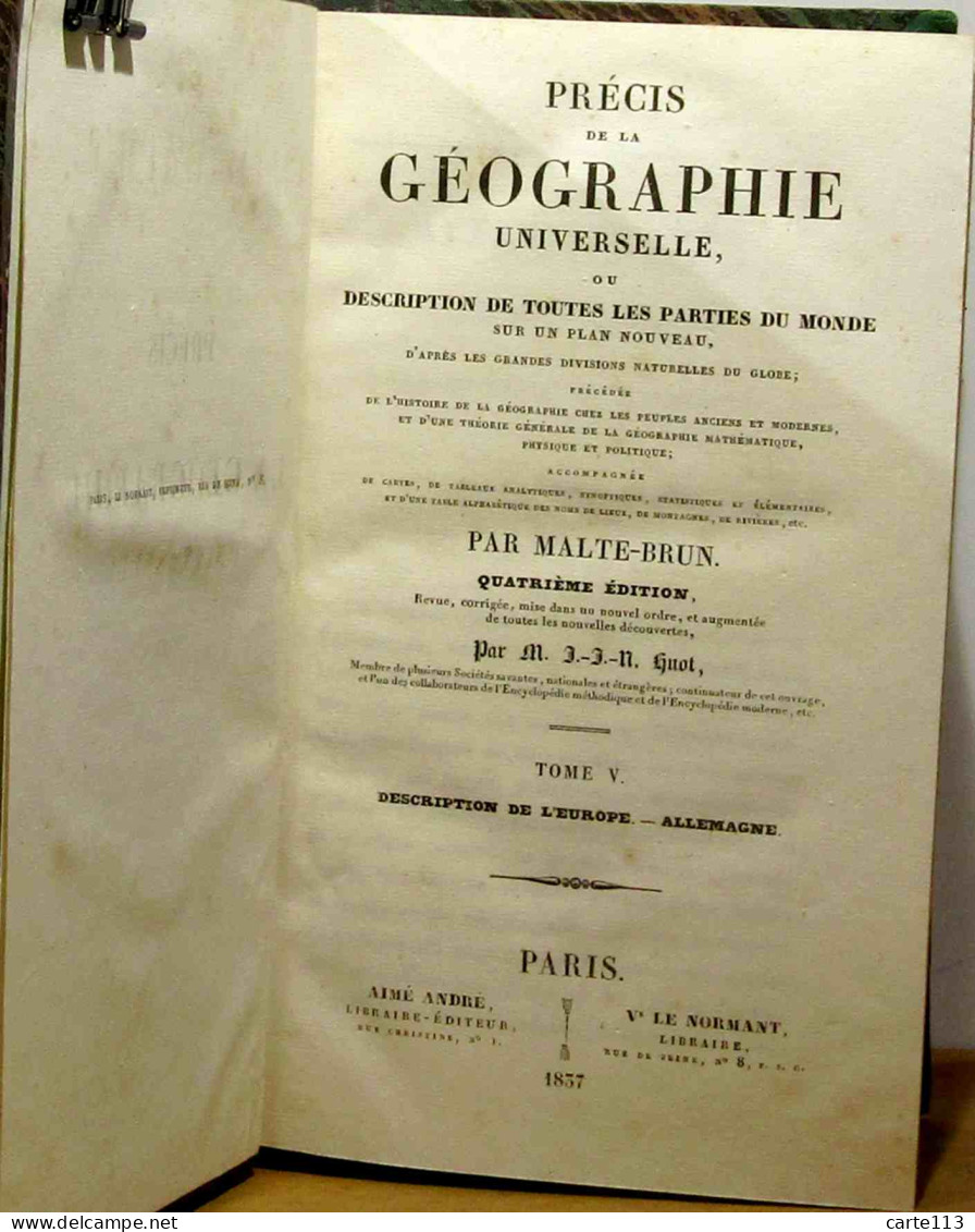 MALTE-BRUN   Conrad    -  DESCRIPTION DE L'EUROPE-ALLEMAGNE - PRECIS DE LA GEOGRAPHIE UNIVERSE - 1801-1900