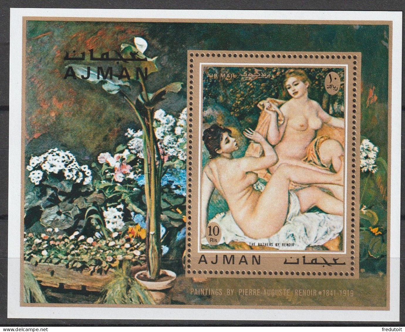 AJMAN - BLOC N°278 ** (1969) Tableaux : Renoir - Adschman