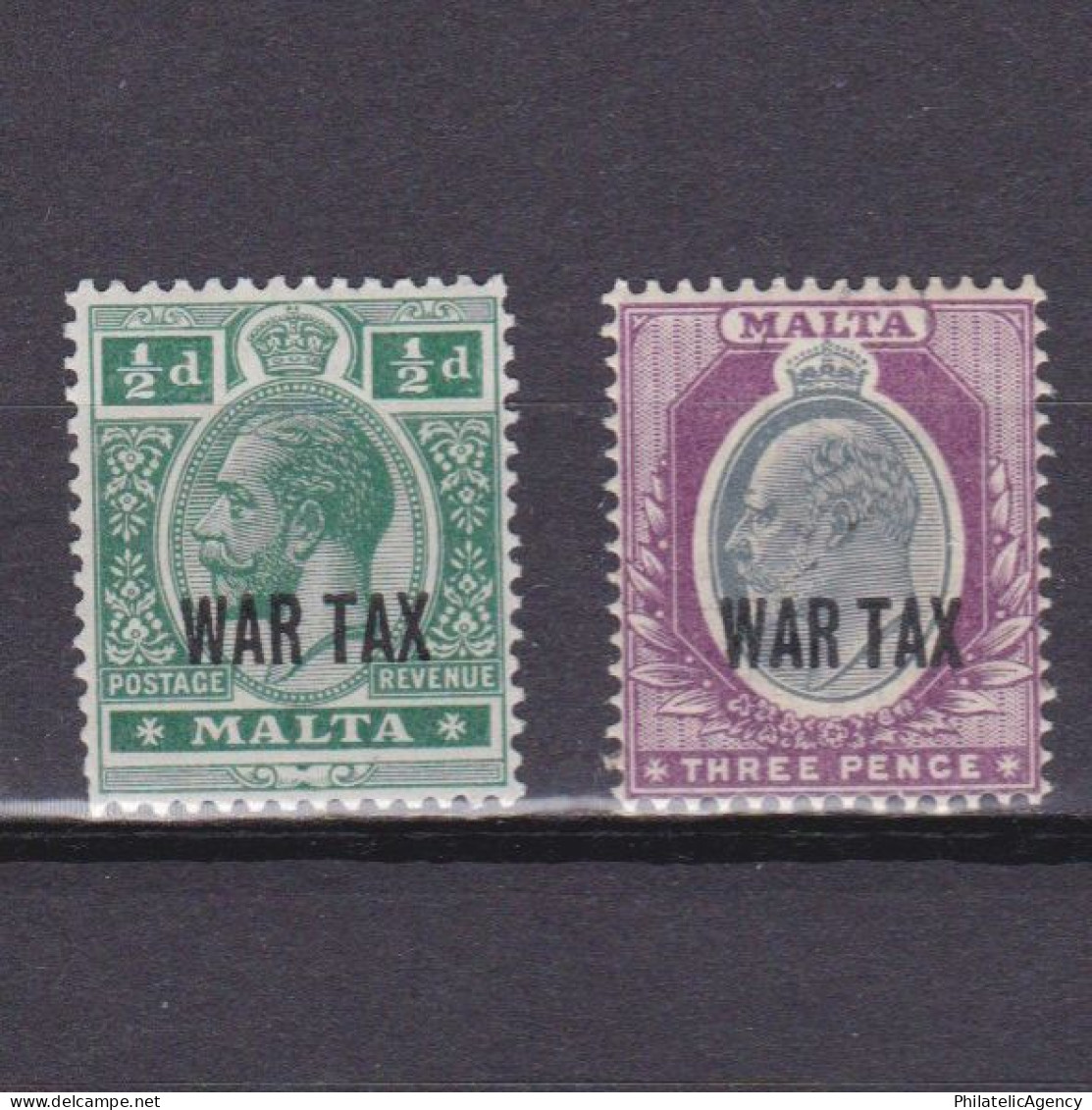 MALTA 1917, SG #92-93, War Tax Stamps, MH - Malta (...-1964)