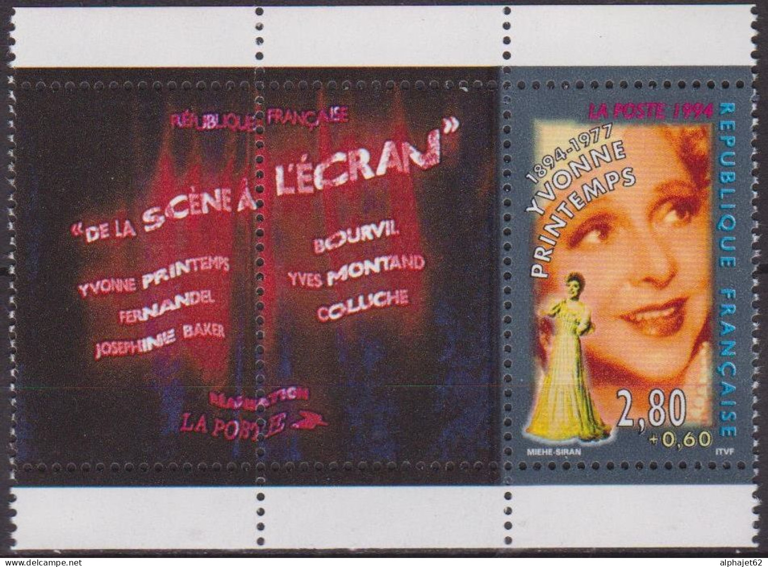 Yvonne Printemps, Actrice - FRANCE - N° 2897 ** - 1994 - Cinéma - Unused Stamps
