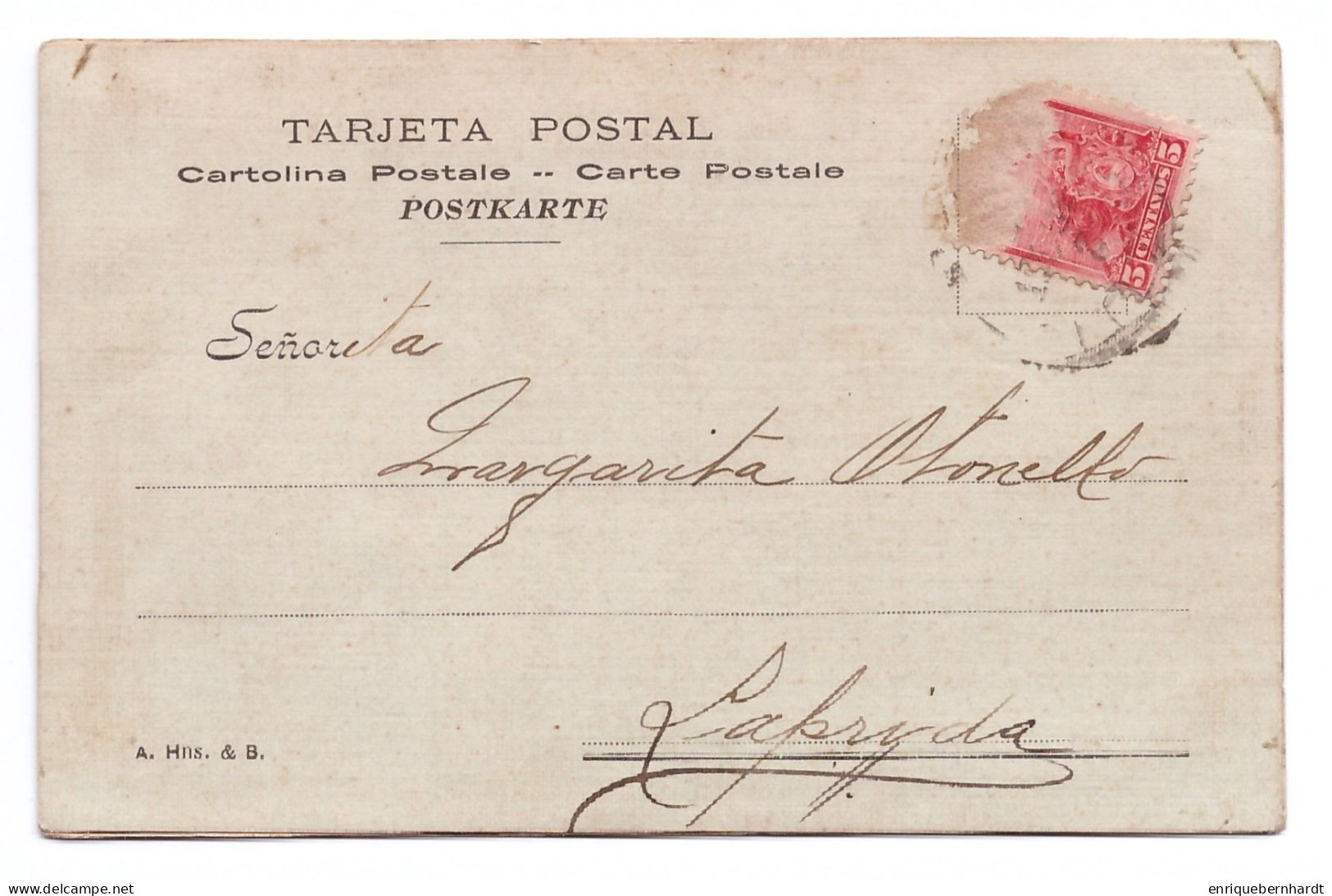 MARGARITA OTONELLO // TARJETA POSTAL PERSONALIZADA // 1905 - Nomi
