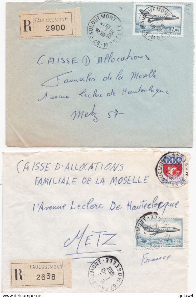 36969# LOT 22 LETTRES FRANCHISE PARTIELLE RECOMMANDE Obl FAULQUEMONT MOSELLE 1967 1968 Pour METZ 57 - Lettres & Documents