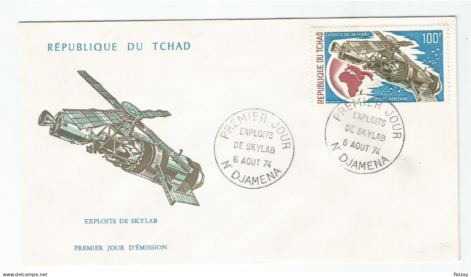 FDC République Tchad 6 Aout 1974 Poste Aérienne Exploits De Skylab Cachet N Djamena Afrique N° 146 Et 147 - Tchad (1960-...)