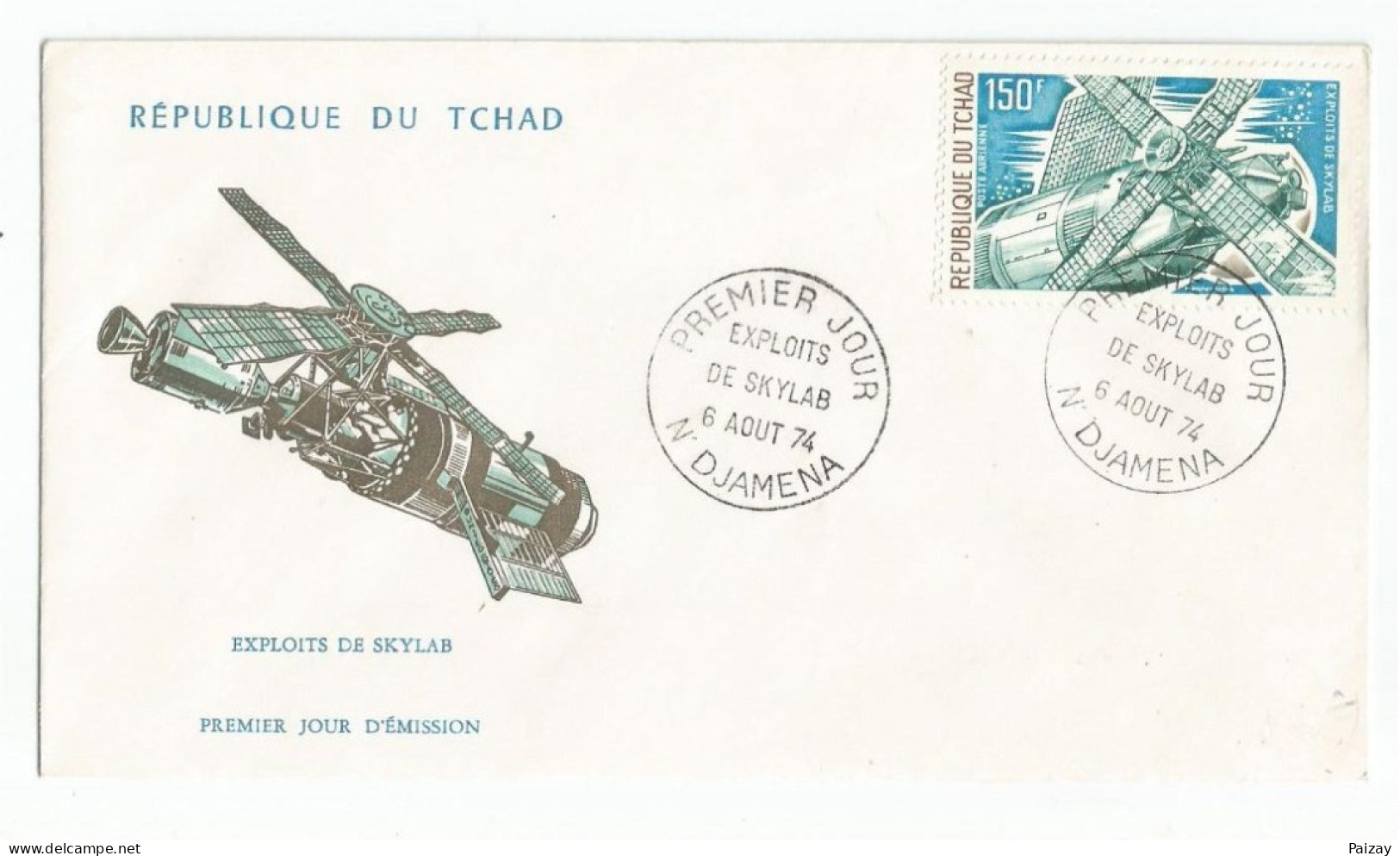 FDC République Tchad 6 Aout 1974 Poste Aérienne Exploits De Skylab Cachet N Djamena Afrique N° 146 Et 147 - Tchad (1960-...)