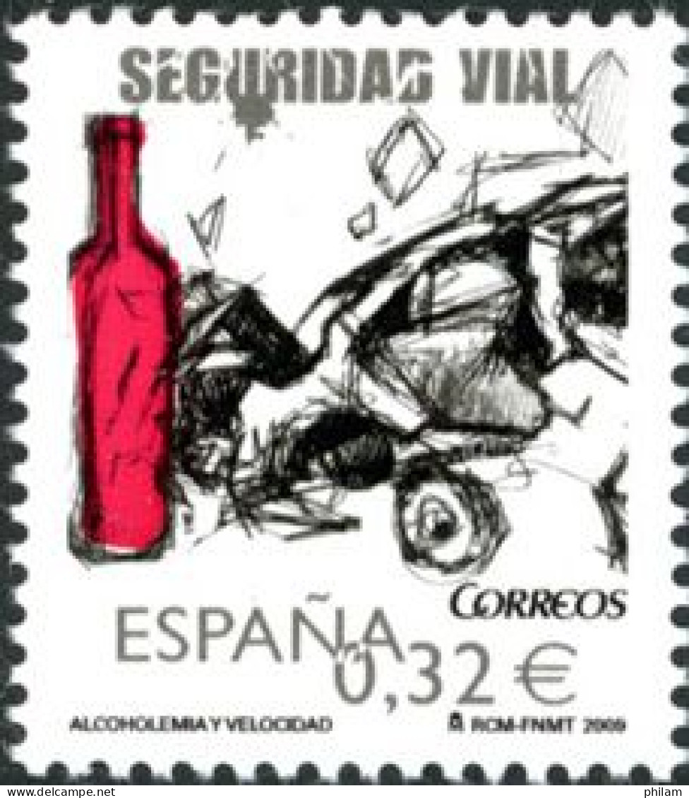 ESPAGNE 2009 - Sécurité Routière -non à L'alcool Et à La Vitesse - 1 V. - Unused Stamps