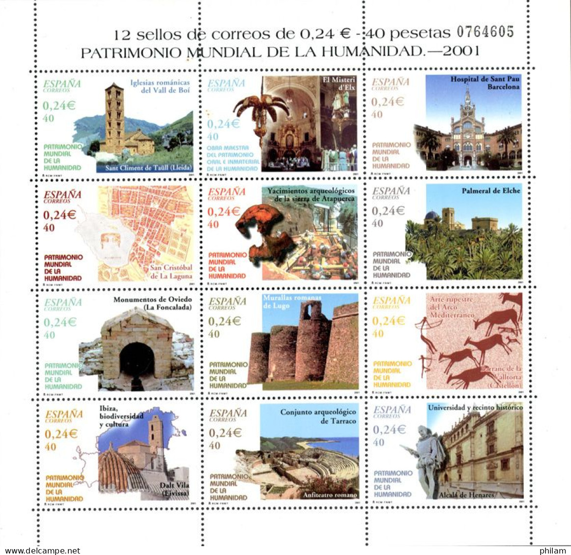 ESPAGNE 2001 - Patrimoine Culturel De L'Humanité - Feuillet - Nuovi