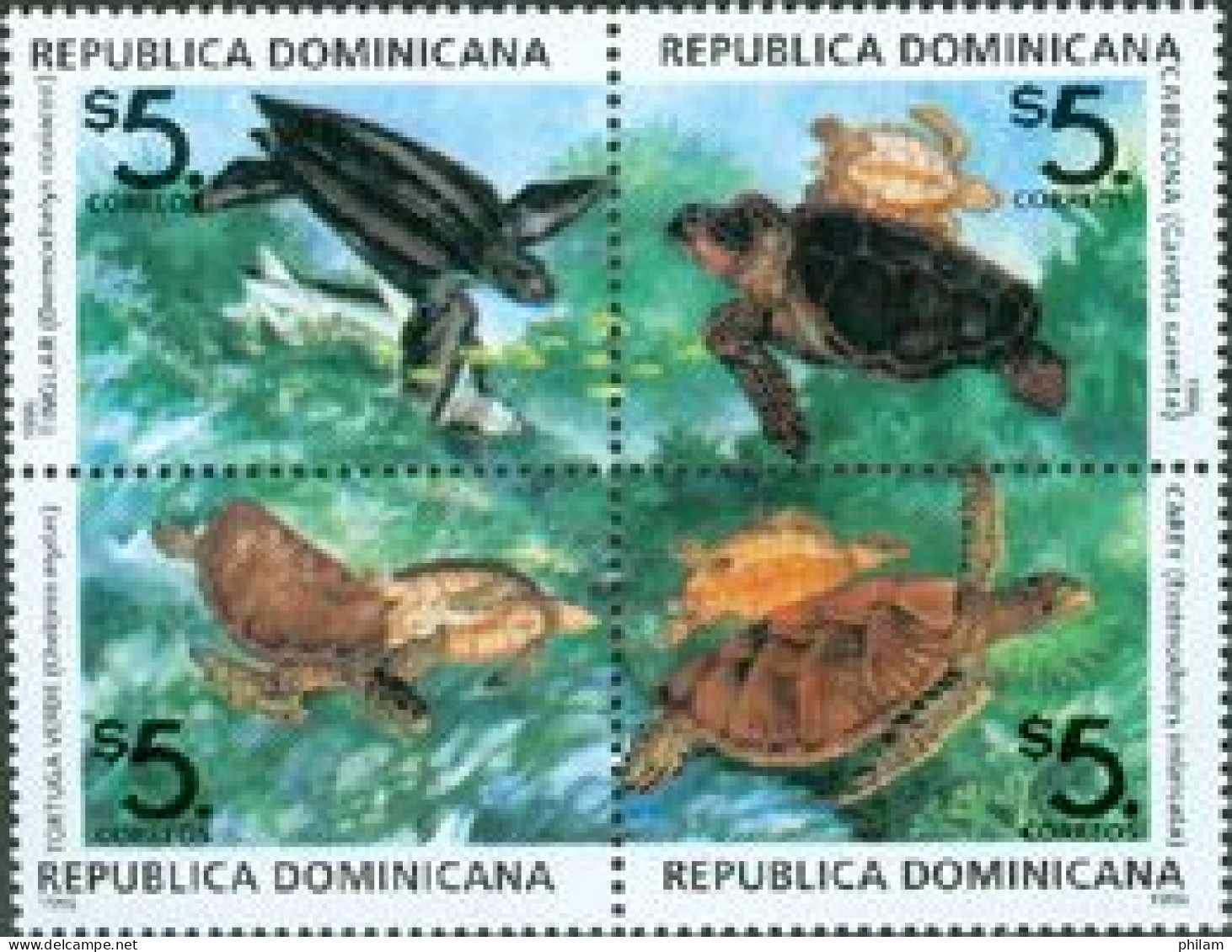 DOMINICANA 1996 - Tortues De Mer - 4 V. - Dominikanische Rep.