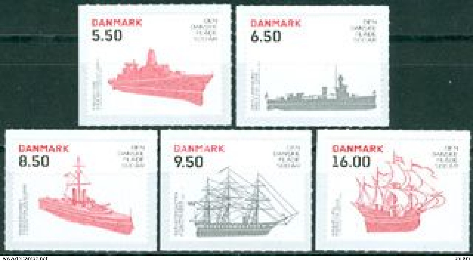DANEMARK 2010 -  500 Ans De La Marine Danoise- 5 V.  - Schiffe