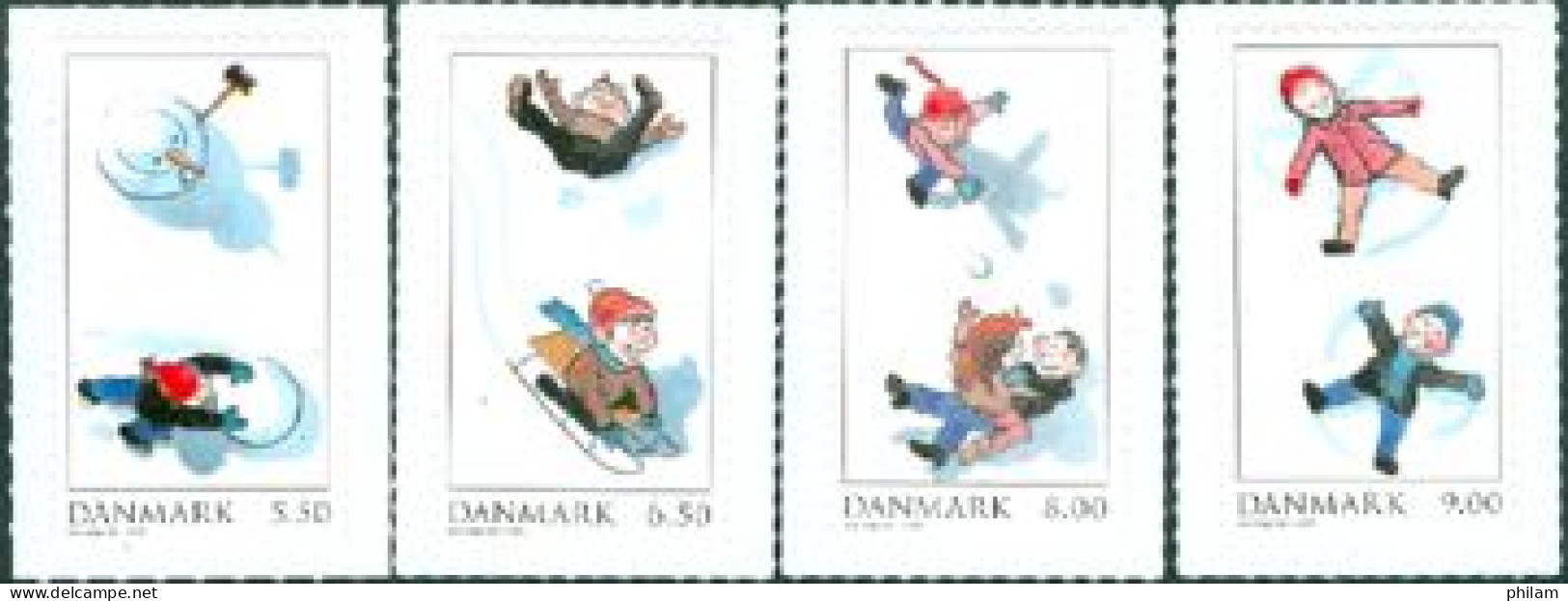 DANEMARK 2009 - Jeux Dans La Neige - Timbres Adhésifs De Feuilles - Ungebraucht