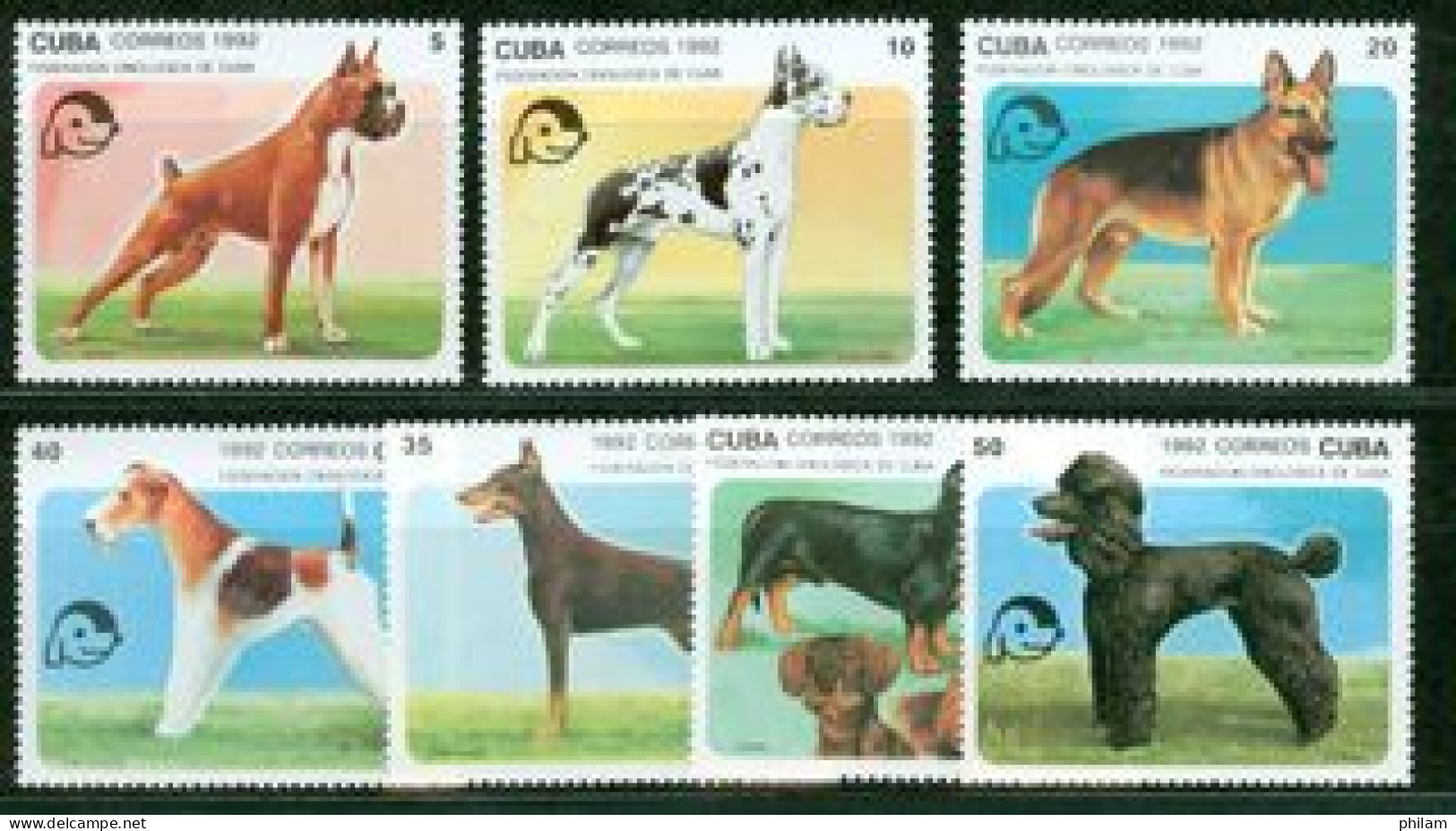 CUBA 1992 - 1er Symposium De Chiens De Race - 7 V. - Dogs