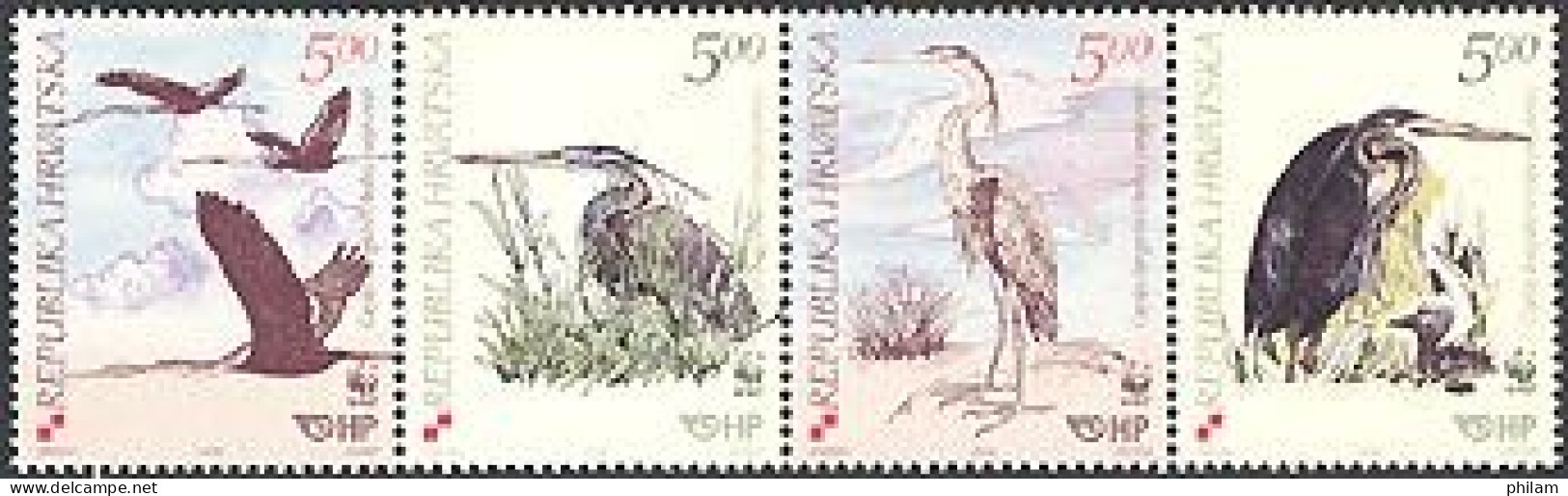 CROATIE 2004 - WWF - Le Héron Pourpré - 4 V. - Unused Stamps