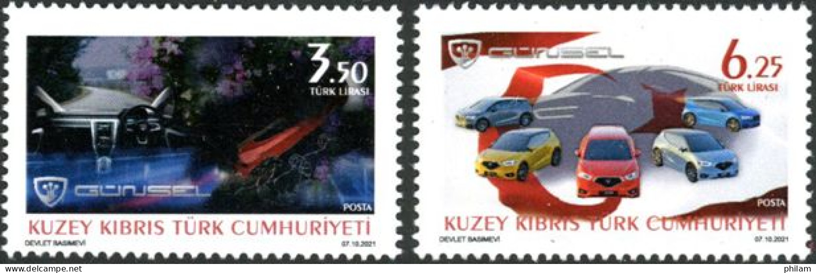 Chypre Turc 2021 - Günsel B9 : Première Auto De La RTCN - 2 V. - Unused Stamps