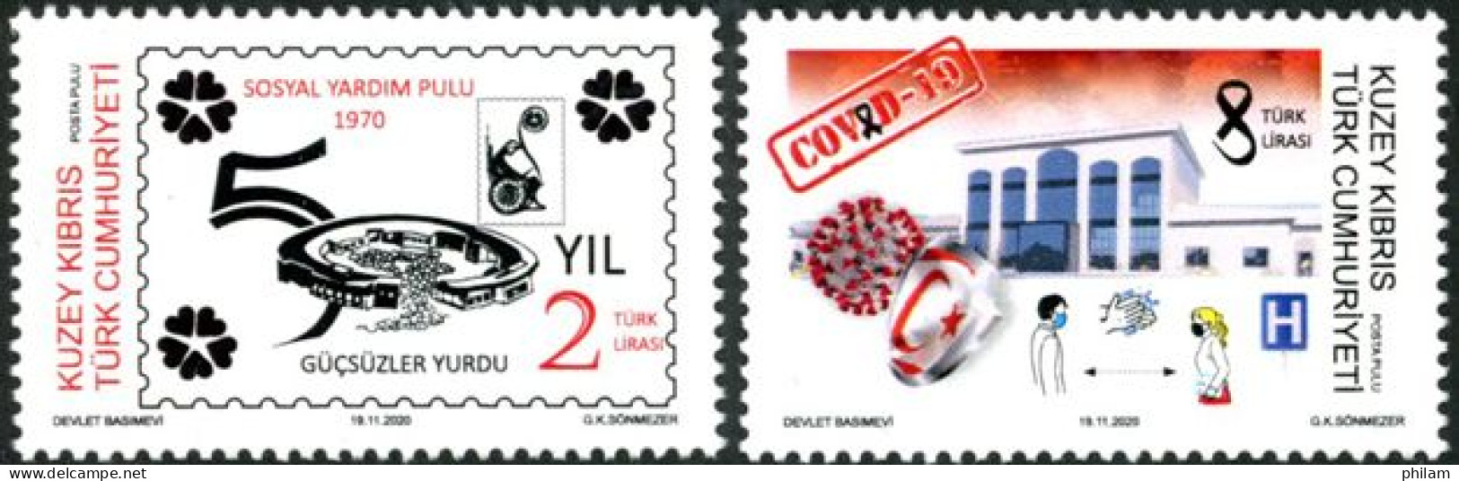 Chypre Turc 2020 - Evènements: Aide Sociale Et Corona Virus - 2 V. - Unused Stamps