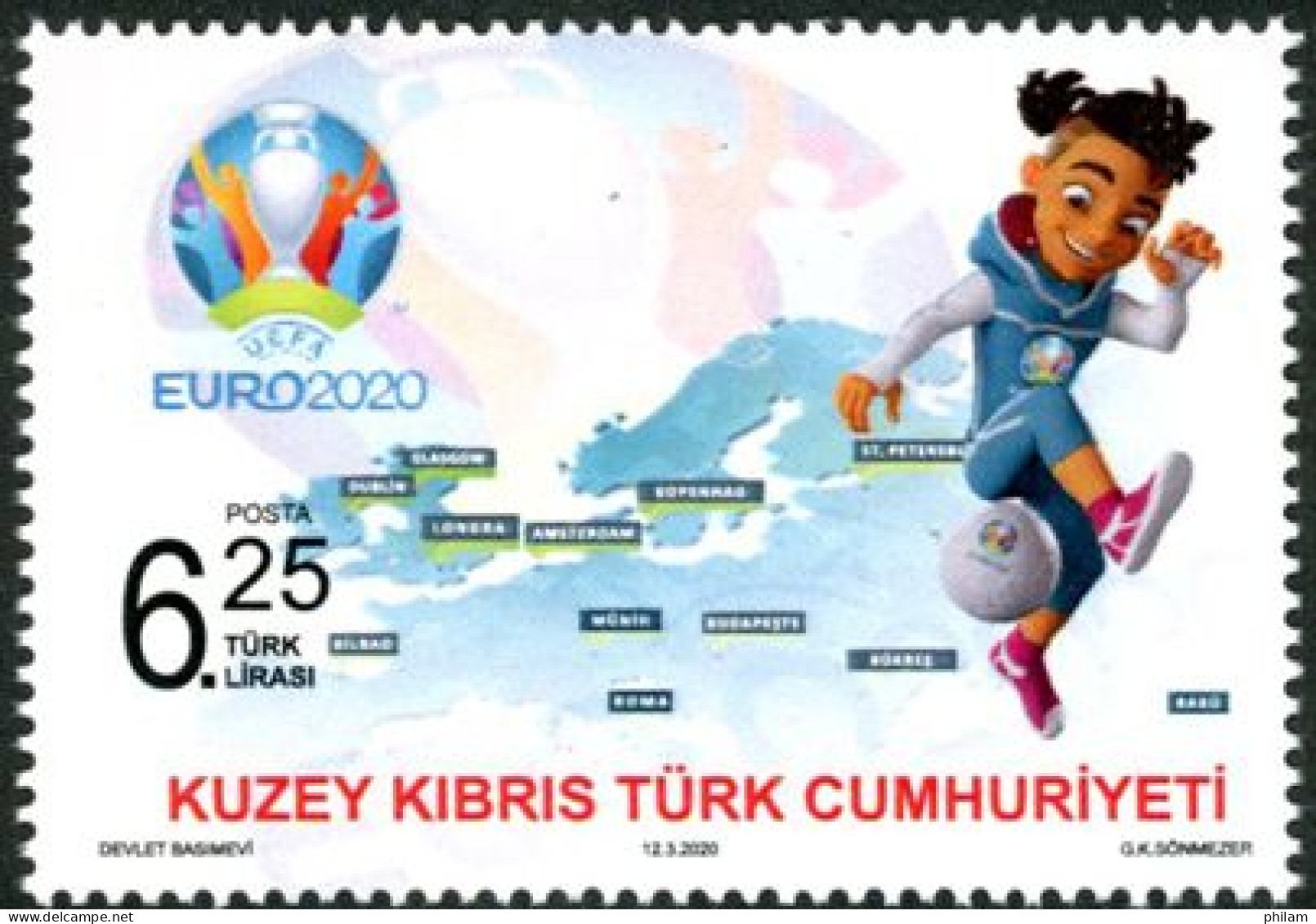 Chypre Turc 2020 - UEFA Coupe Du Monde De Football - 1 V. - Neufs