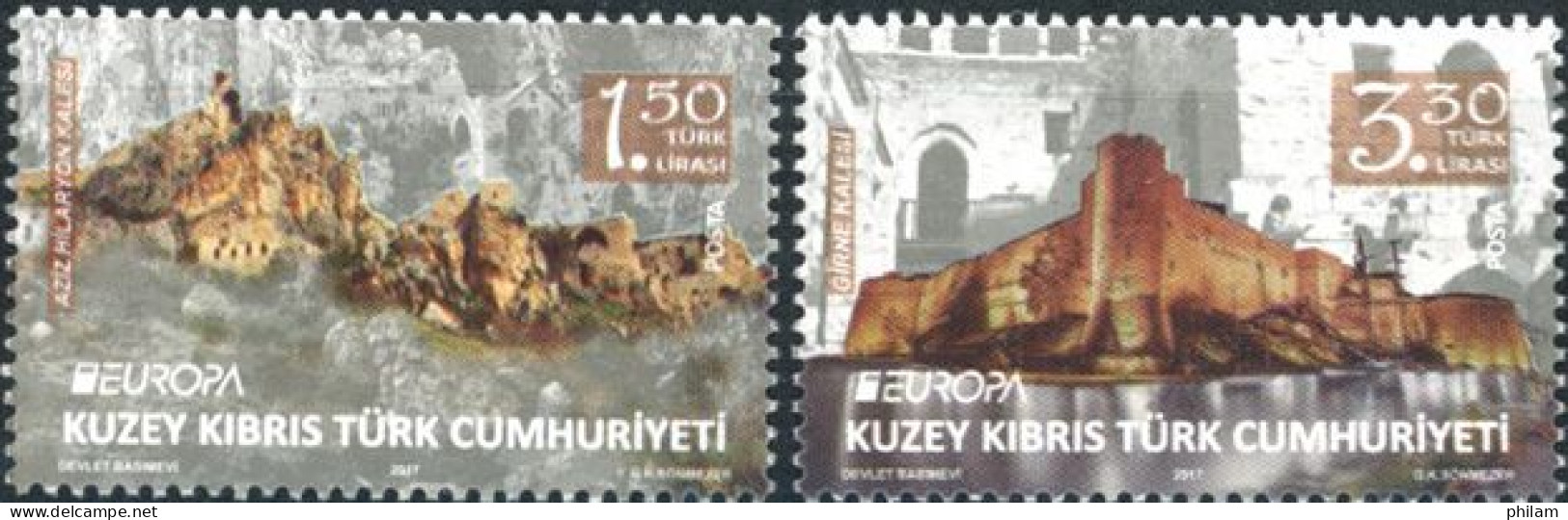 CHYPRE TURC 2017 - Europa - Chateaux - 2 V. - Unused Stamps