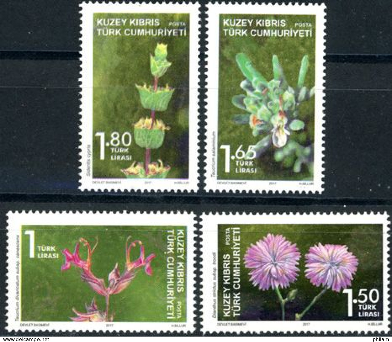 CHYPRE TURC 2017 - Plantes Endémiques - 4 V. - Unused Stamps