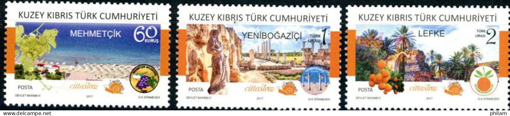 CHYPRE TURC 2017 - Villes Membres De Cittaslow - 3 V. - Unused Stamps
