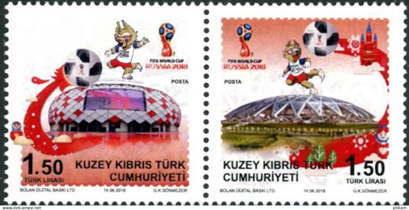 CHYPRE TURC 2018 - Coupe Du Monde De Football - Russie 2018 - 2 V. - Unused Stamps