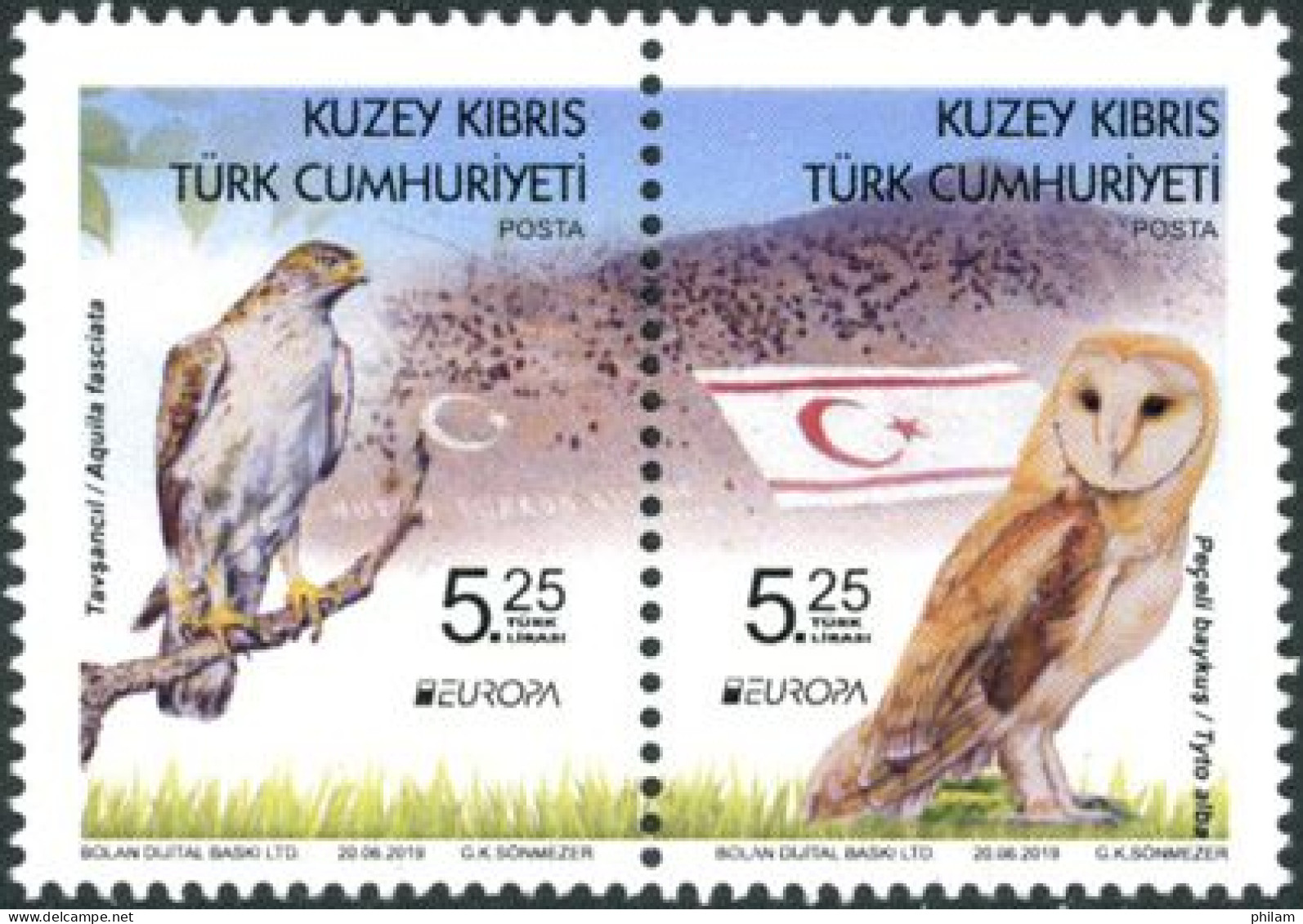 CHYPRE TURC 2019 - Europa - Oiseaux Nationaux: Rapaces - 2 V. - Unused Stamps
