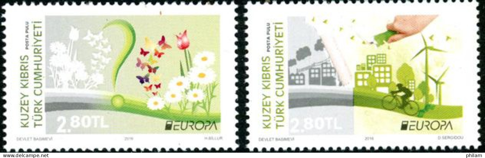 CHYPRE TURC 2016 - Europa - écologie En Europe - 2 V. - Unused Stamps