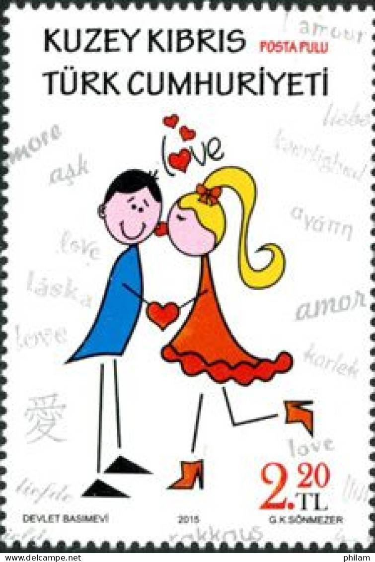 CHYPRE TURC 2015 - Saint Valentin - 1 V. - Unused Stamps