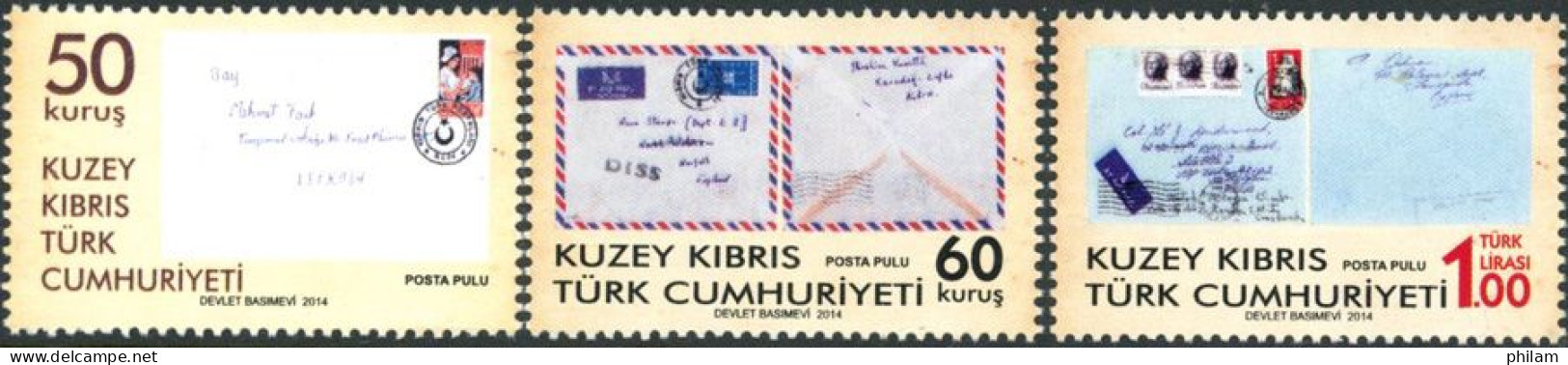CHYPRE TURC 2014 - 50 Ans De La Poste Chypriote Turque - 3 V. - Unused Stamps