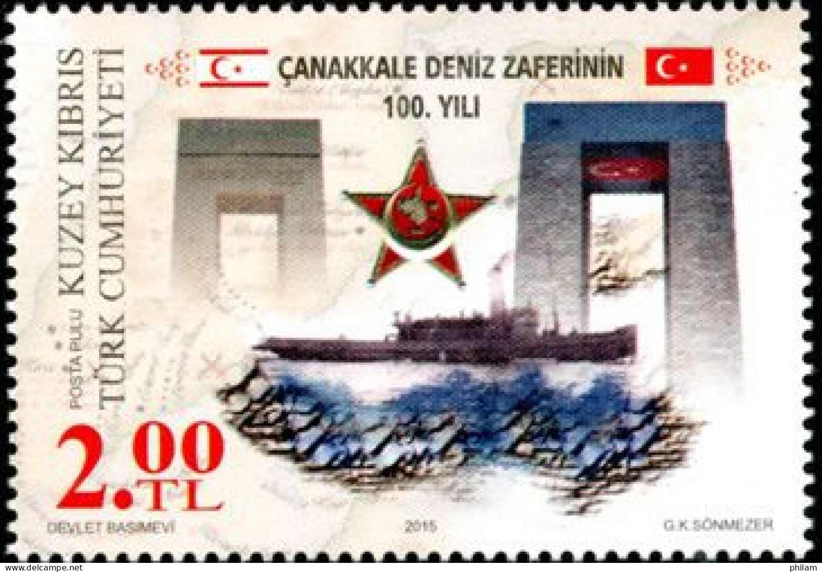 CHYPRE TURC 2015 - Victoire Navale Des Dardanelles - 1 V. - Ungebraucht
