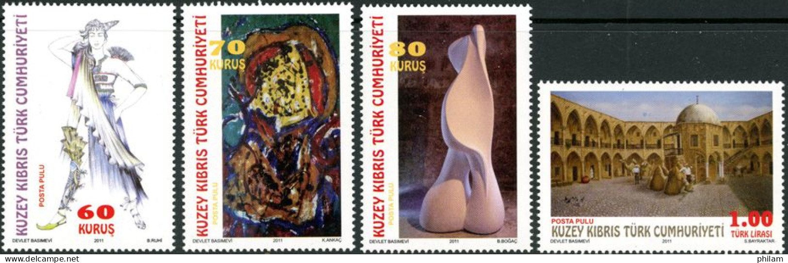 CHYPRE TURC 2011 - Oeuvres D'artistes - 4 V. - Unused Stamps