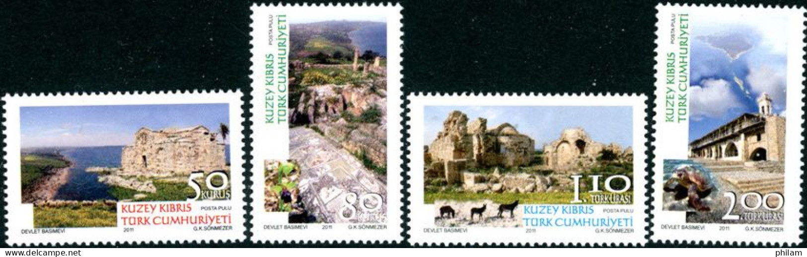 CHYPRE TURC 2011 - Sites Touristiques - 4 V. - Unused Stamps