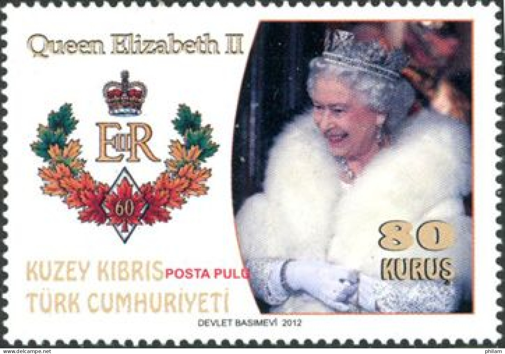 CHYPRE TURC 2012 - 60 Ans De Règne De La Reine Elisabeth - 1 V. - Unused Stamps