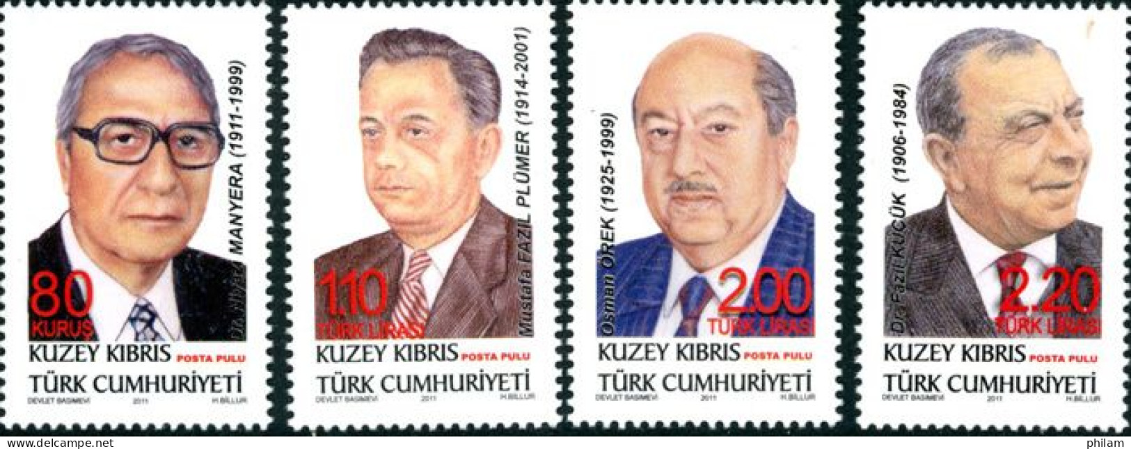 CHYPRE TURC 2011 - Ministres De Chypre - 4 V. - Unused Stamps