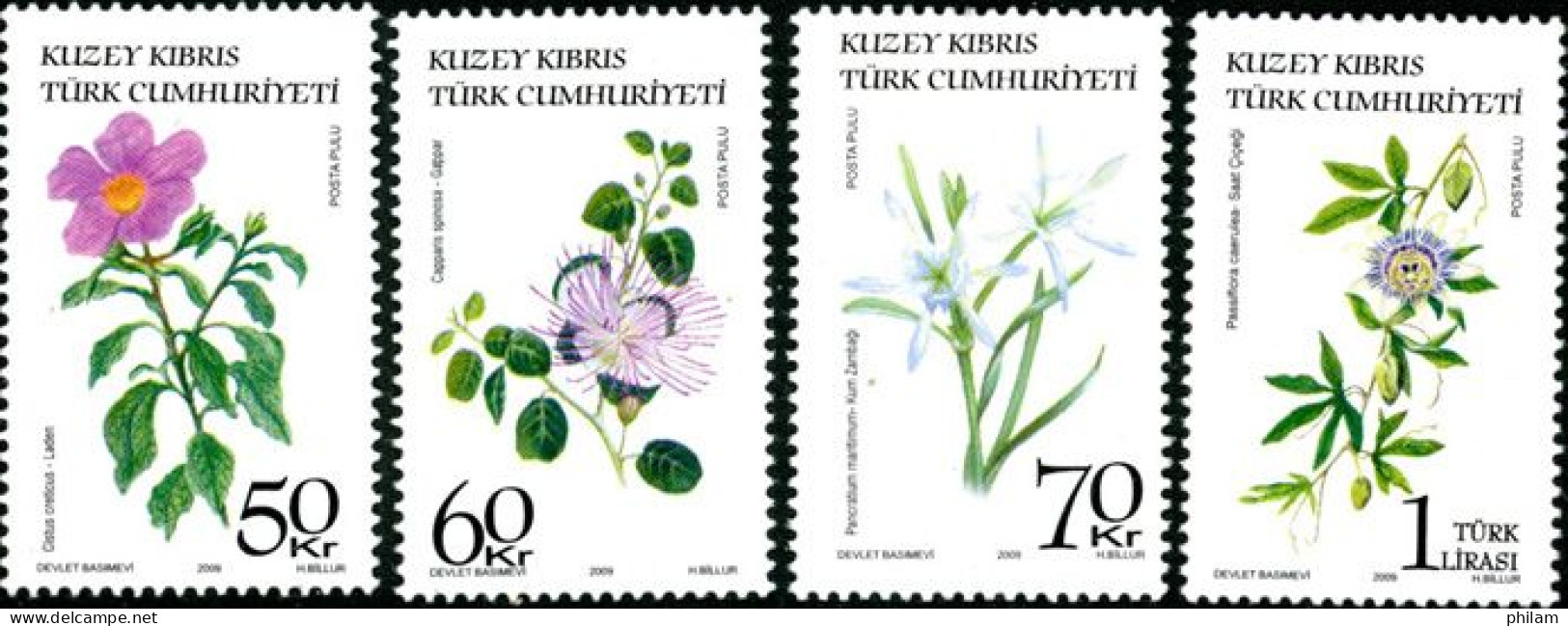CHYPRE TURC 2009 - Fleurs Médicinales - 4 V. - Unused Stamps