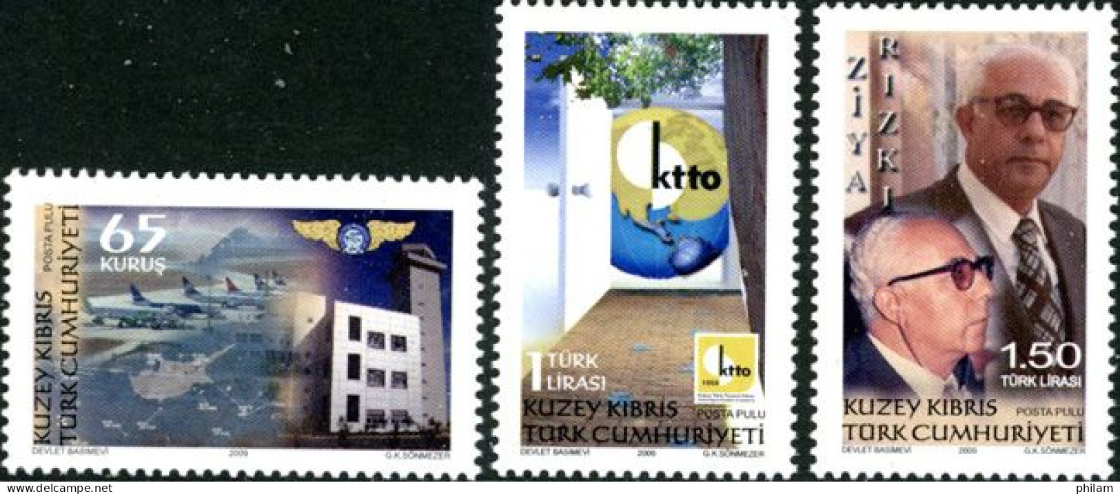 CHYPRE TURC 2009 - Institutions Nationales - 3 V. - Unused Stamps