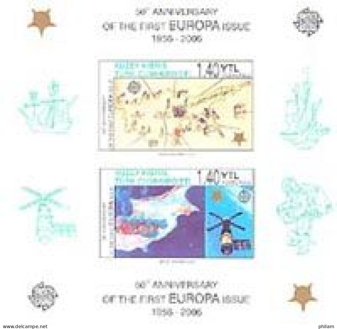 CHYPRE TURC 2006 - 50 Ans Du Timbre Europa - 2 Blocs Dentelé Et Non Dentelé - Unused Stamps