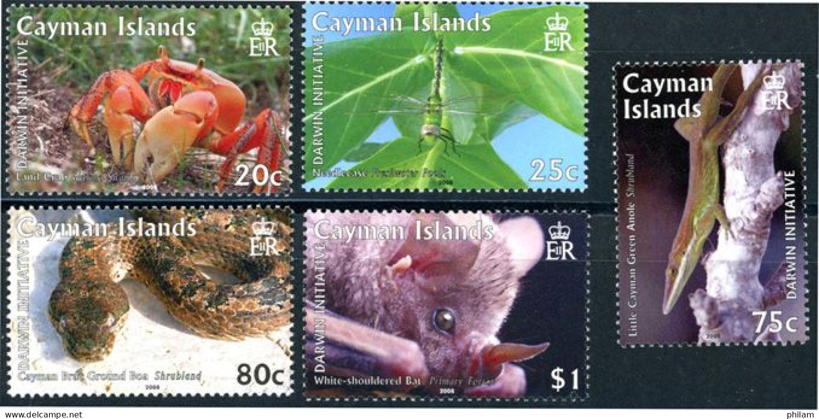CAYMAN 2008 - Initiatives De Darwin - Animaux - 5 V. - Cayman Islands