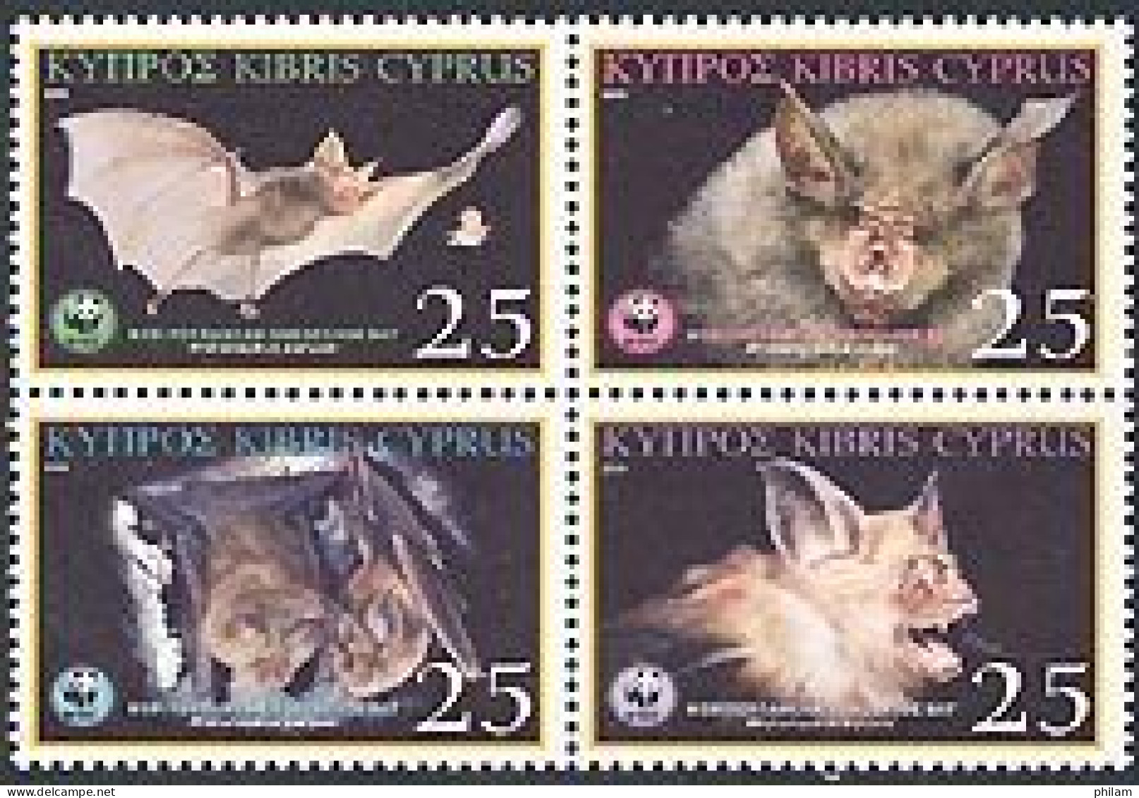 CHYPRE GREC 2003 - W.W.F. - Mediterranean Horseshoe Bat - 4 V. - Unused Stamps