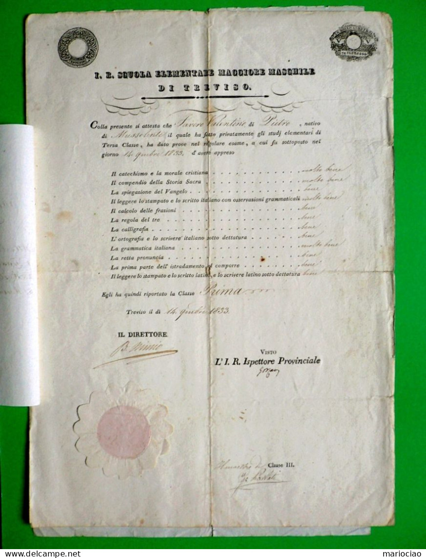 D-IT R. Lombardo Veneto 1833 Treviso - Dossier Con N.3 Attestati Di Studio - Historische Dokumente