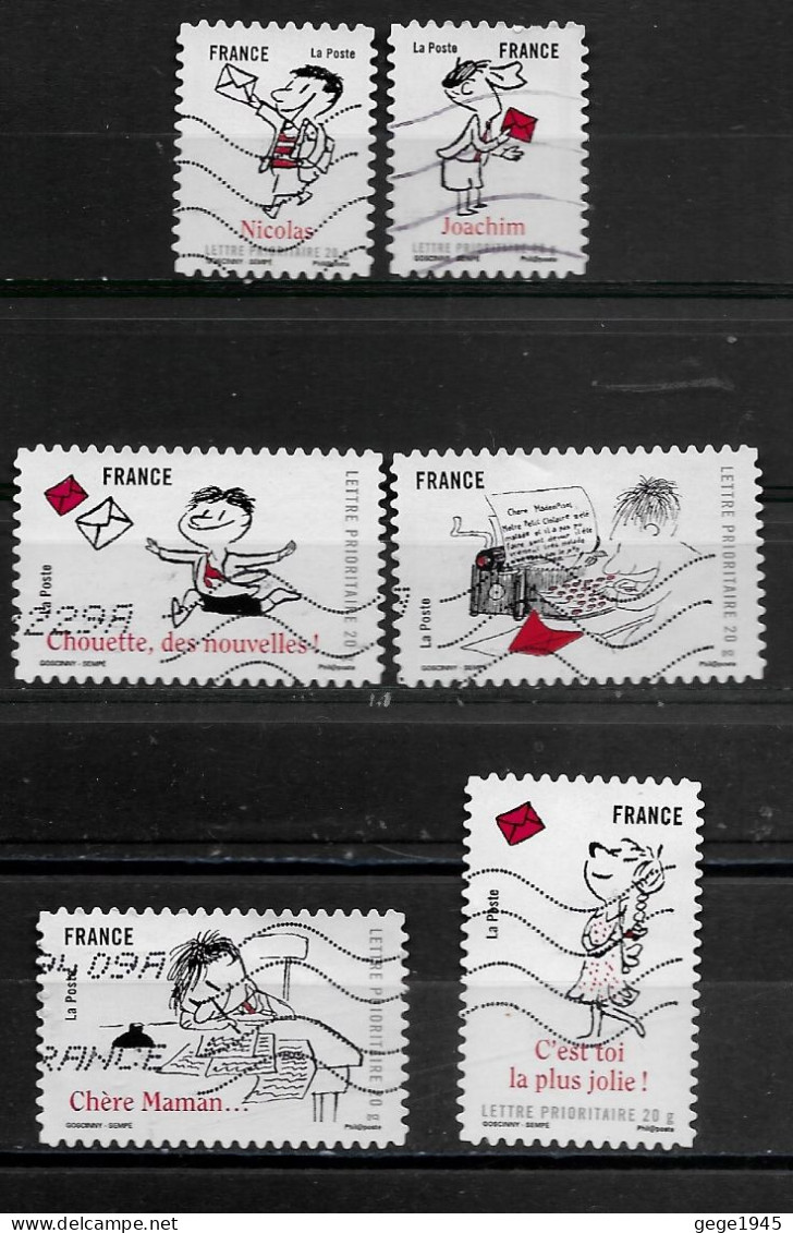 France 2009 Oblitéré Autoadhésif  N° 356 - 357 - 361 - 365 - 366 - 367    "  Sourires Avec Le Petit Nicolas  " - Used Stamps