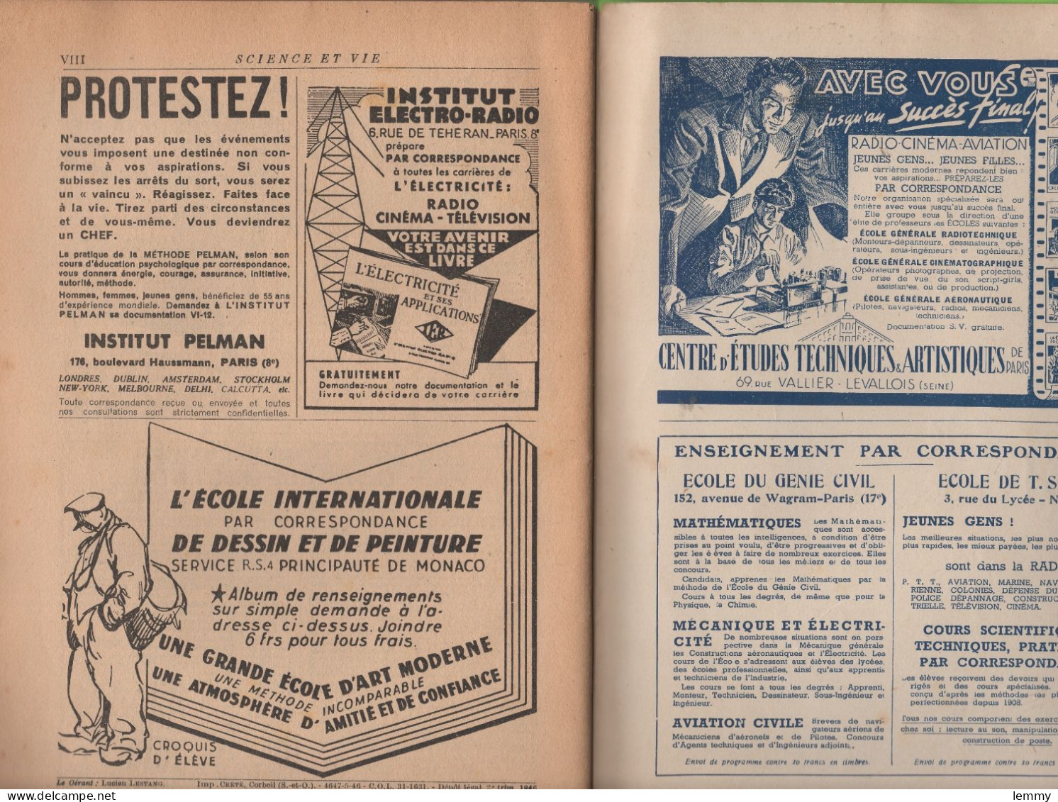 SCIENCE & VIE - N°344 - MAI 1946 - Voir SOMMAIRE - ROUTES En AMERIQUE, MINES SOUS-MARINES, ... Nombreuses Publicités - 1900 - 1949