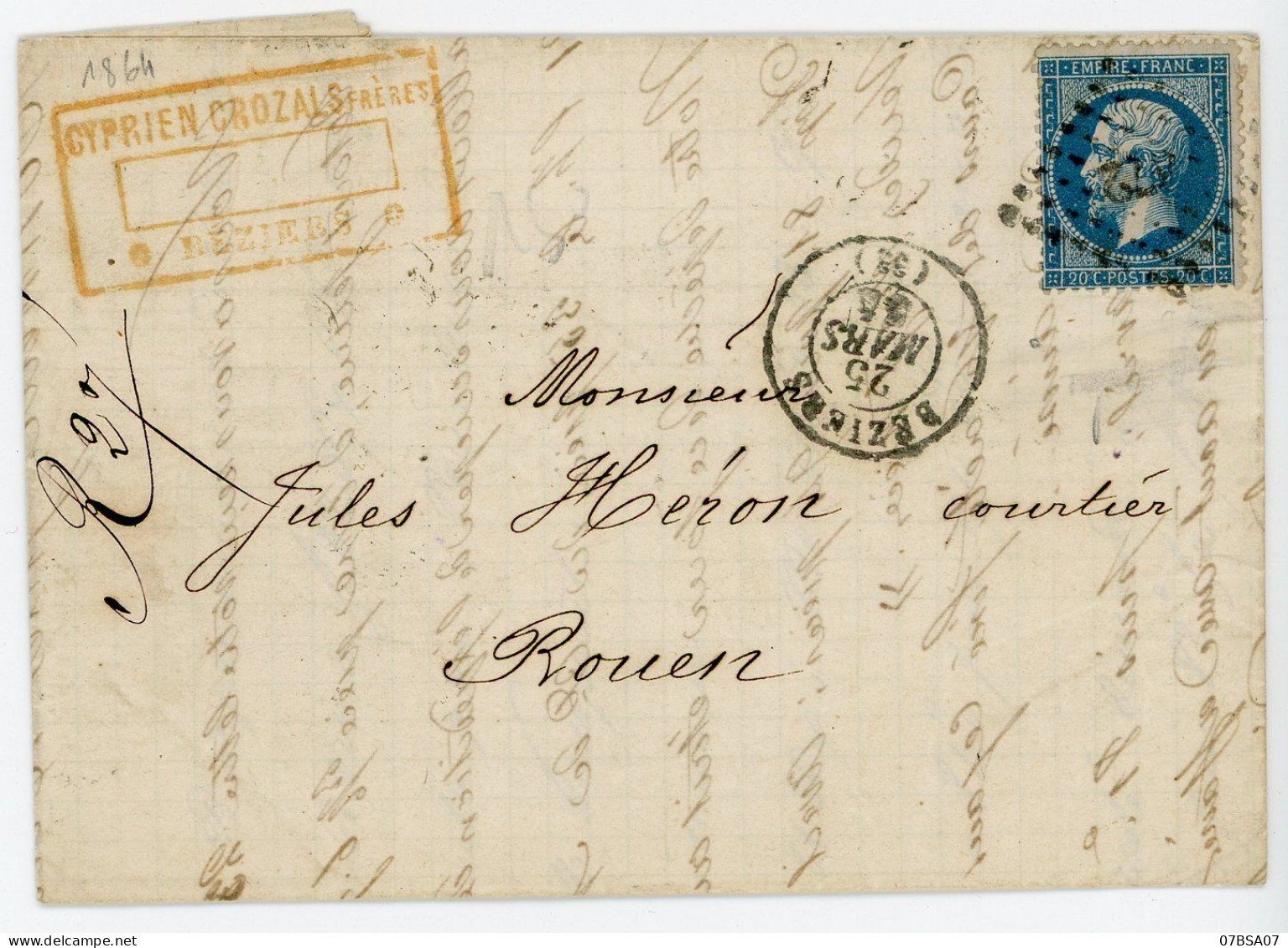 PCGC HERAULT LAC 1864 BEZIERS PCGC T15 - 1862 Napoléon III.