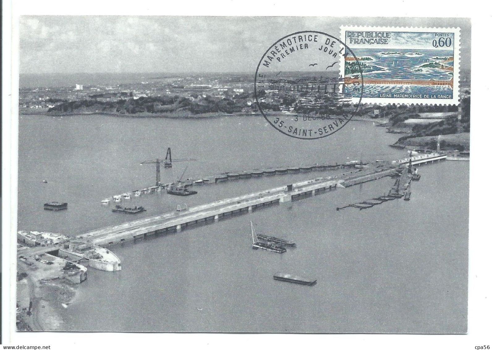 SAINT-SERVAN - Cachet Commémoratif Sur Carte De L'USINE MARÉMOTRICE De La RANCE - 1966 - VENTE DIRECTE X - Saint Servan