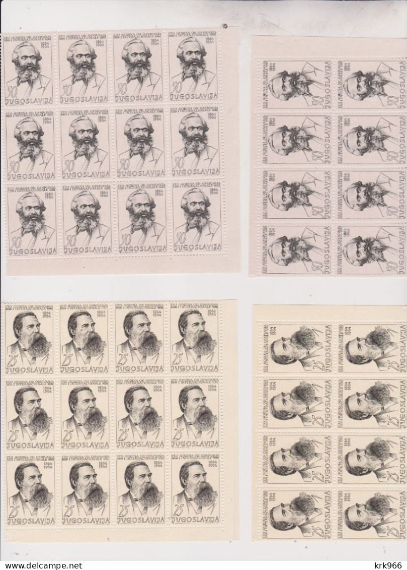 YUGOSLAVIA,1964   MARX & ENGELS Set Nice Accumulation 20 X - Unused Stamps