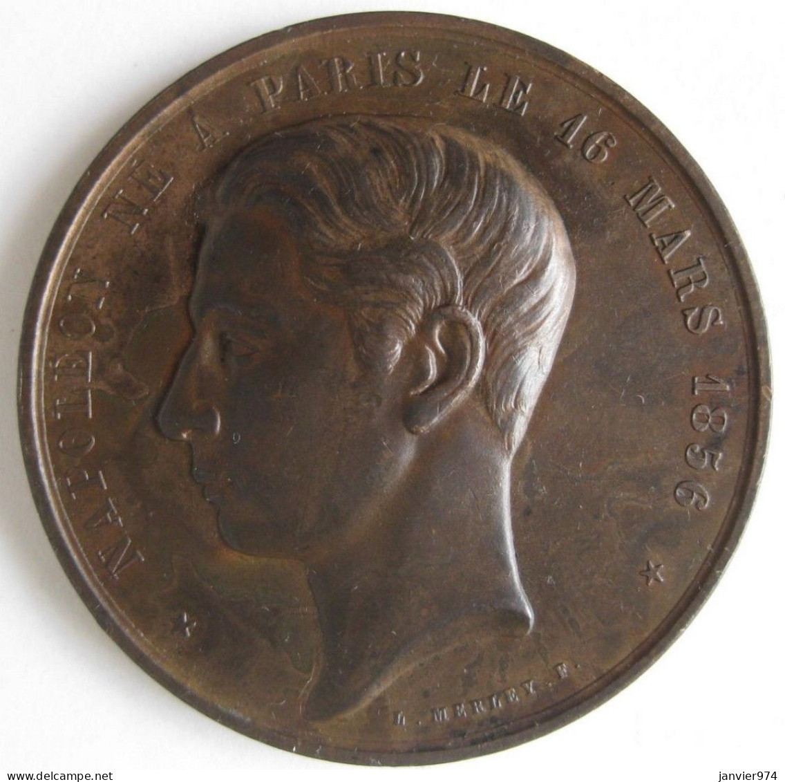 Médaille En Cuivre, Napoléon IV Napoléon Eugène Louis Jean Joseph Bonaparte , Pour Sa Majorité 1874, Par MERLEY - Royal / Of Nobility