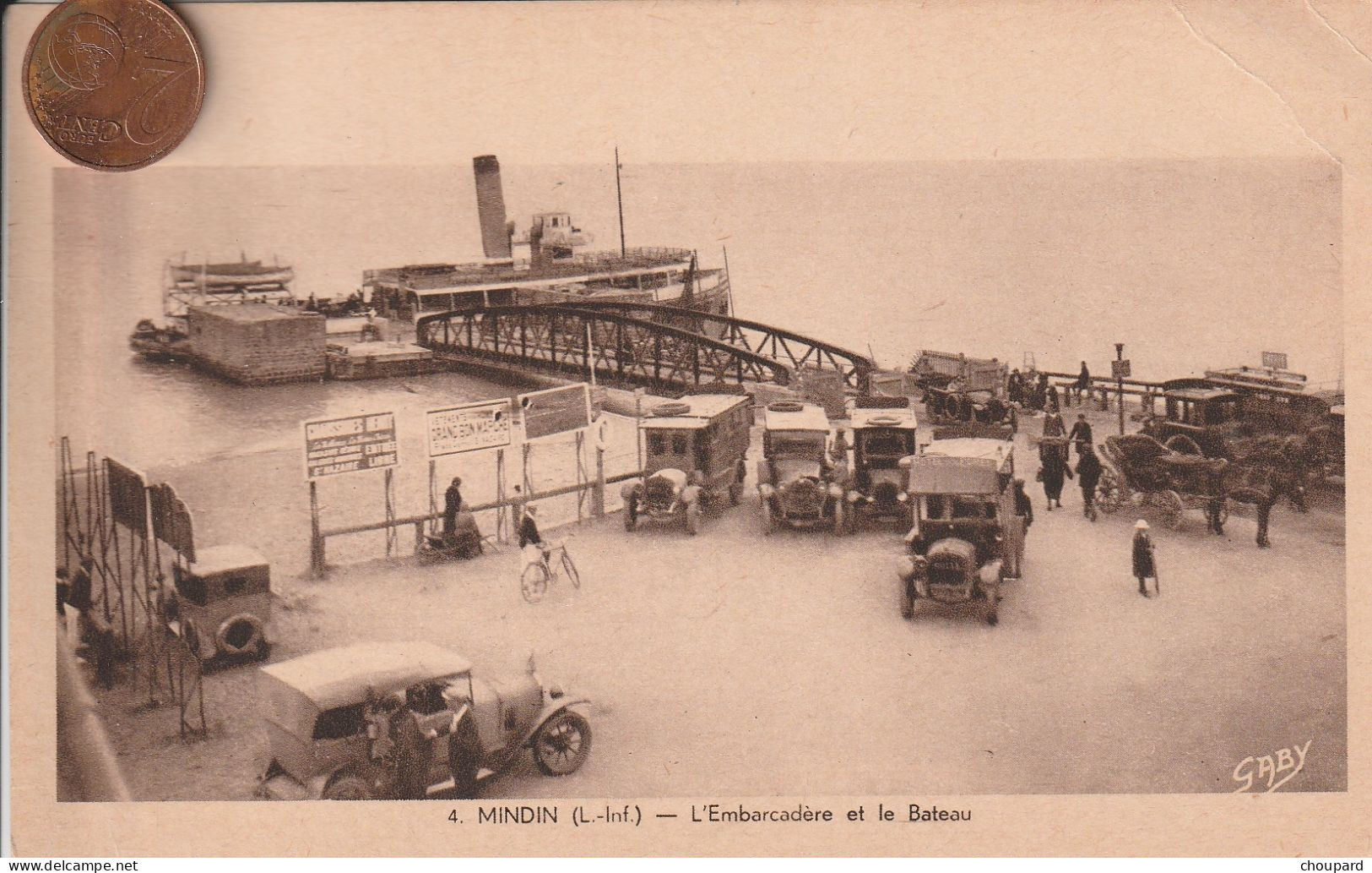 44 - Carte Postale Ancienne De  SAINT BREVIN LES PINS  Mindin   L'Embarcadère Et Le Bateau ( Avec Vieilles Voitures ) - Saint-Brevin-les-Pins