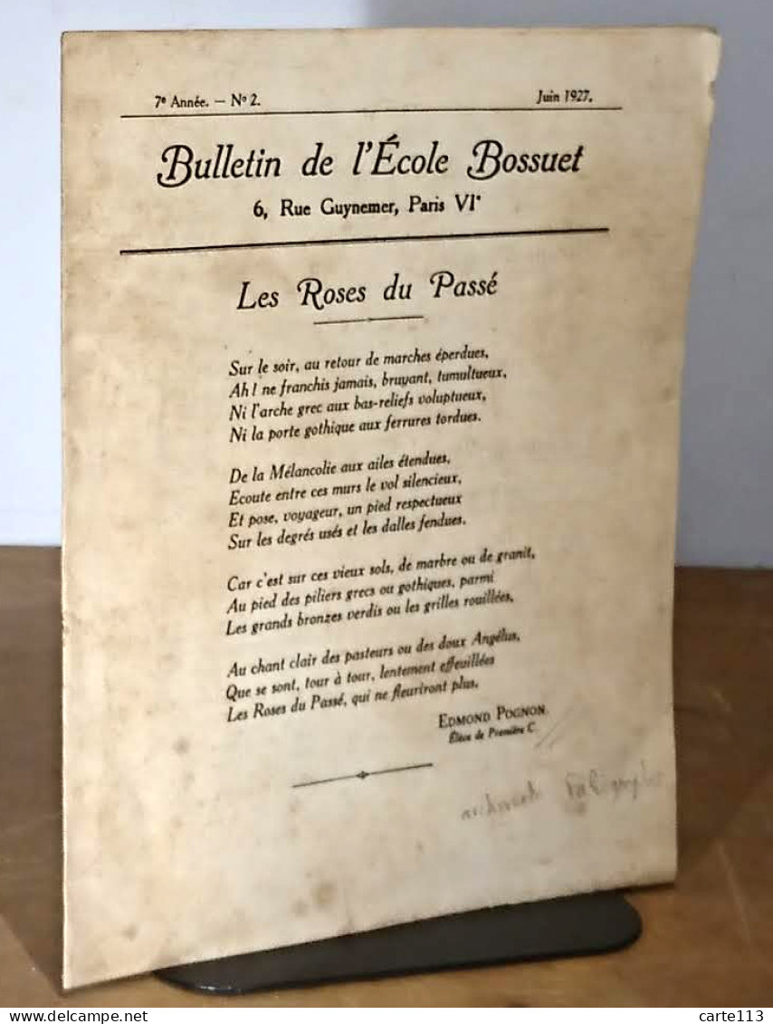 COLLECTIF   - BULLETIN DE L'ECOLE BOSSUET - 1901-1940